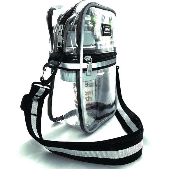 Clear PVC Crossbody Bag Unisex Stadium Approved Transparent Purse - Picture 6 of 9